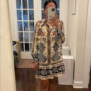 Joie floral & pineapple print drop waist dress Size XS